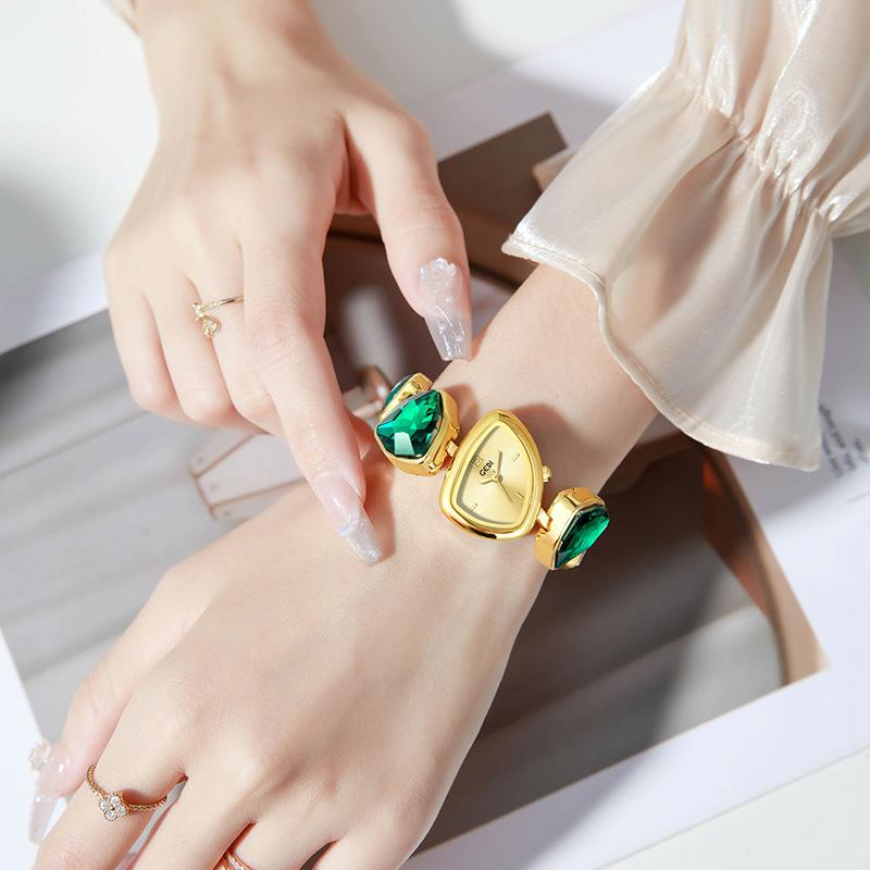 High-Value Fashion Women'S Watch, Light Luxury Crystal With Diamonds, High-Value Niche Irregular Gift Bracelet Watch