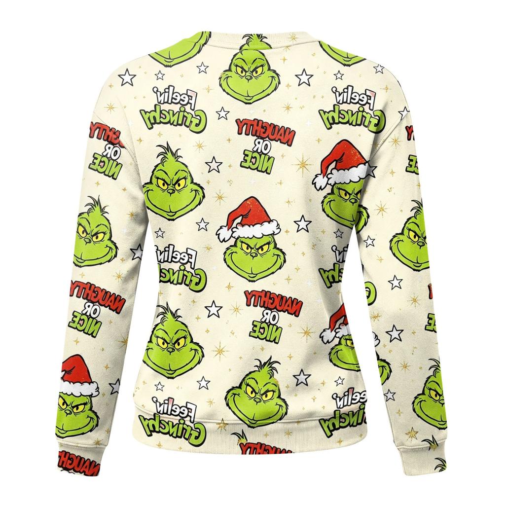 Women's Casual Christmas Print Neck Pullover Sweatshirt