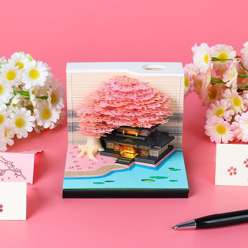 2026 3D Skulpturaler Haftnotizenkalender: Kreative Blumenrispen & Personalisierbare Ziergeschenke
