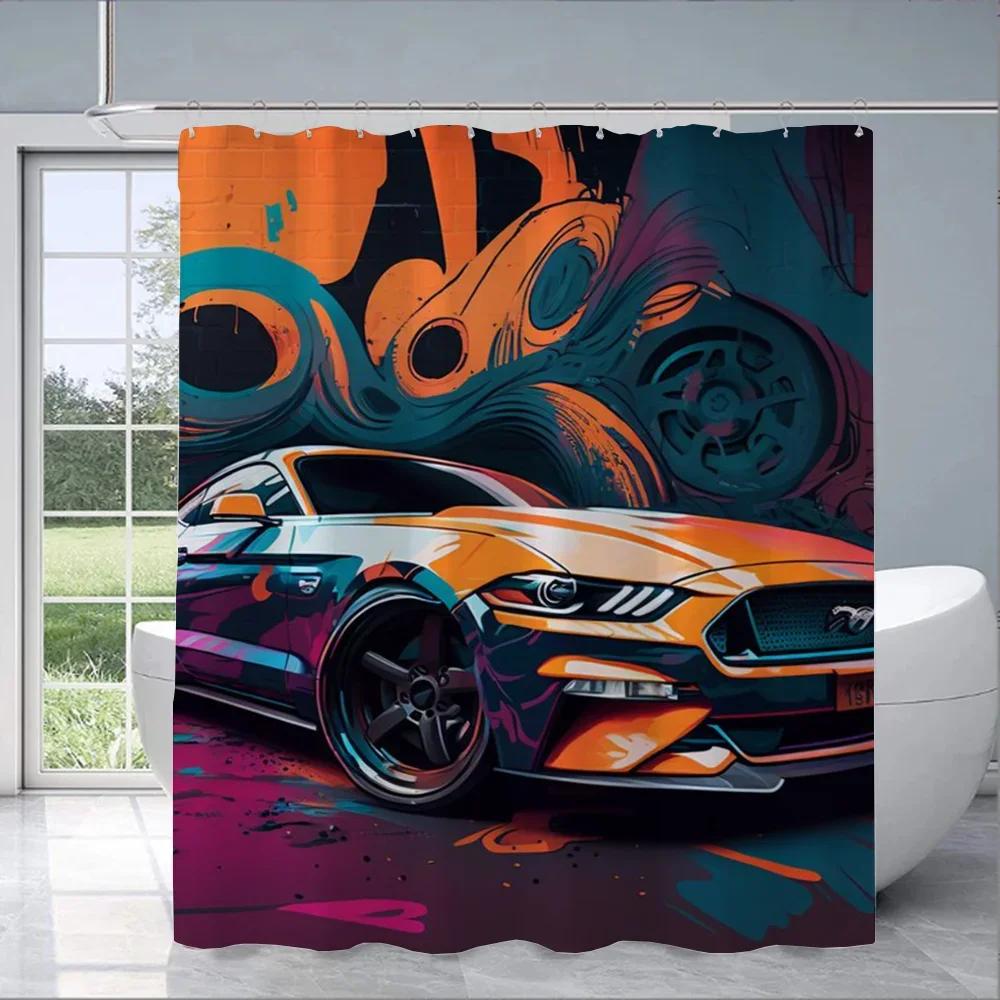 M-Mustang CarS Curtains in the Bathroom Curtain Shower Folding Partition Accessories Bath Bedrooms Houses Rooms Quarto Home Se