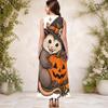 Women Plus Size Keyhole Neck Sleeveless Halloween Sloth Print A Line Long Dress