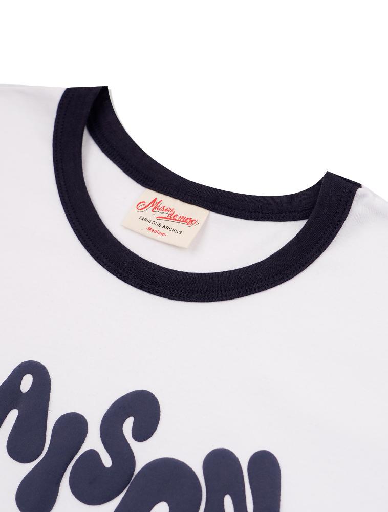 LA MAISON STUDIO Sunstar Ringer Short Sleeve T-Shirt White Navy (Fcg2Ts769W)