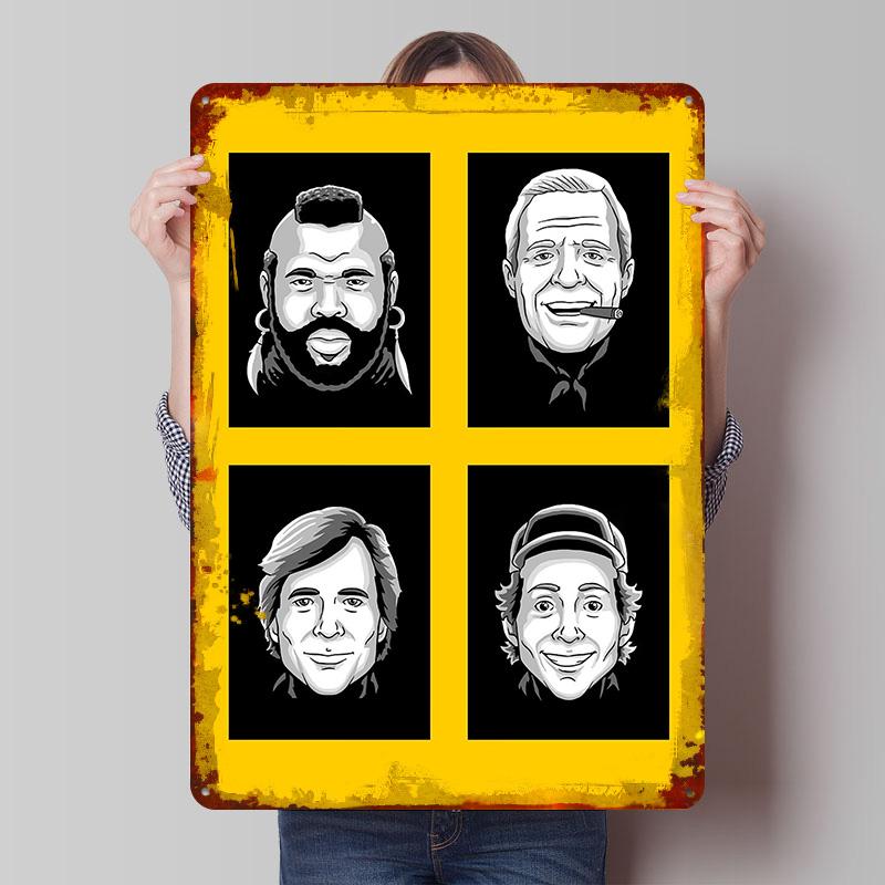 

The ATeam Cartoon Portraits Poster Customized Wall Art Vintage Metal Signs Retro Tin Plaque for Man Cave Mancave Decoration 7.9x11.8In(20x30cm)