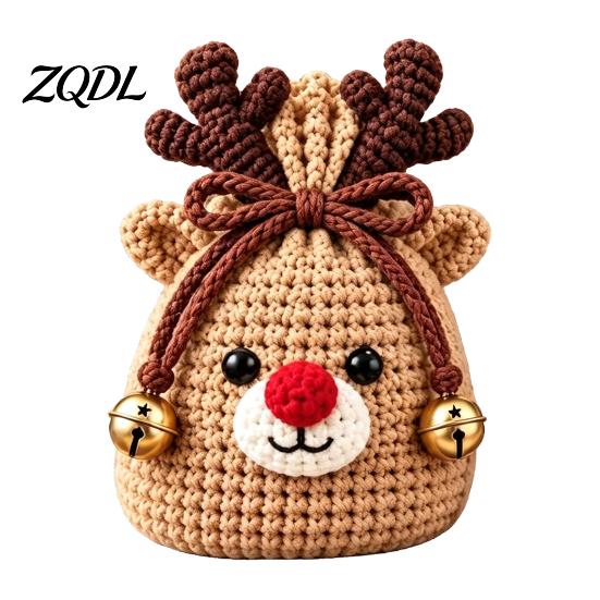 Santa Claus Crochet Pattern Christmas Pouch Kit, DIY Snowman Pouch, Cute Penguin Elk Bear Beginner Friendly Yarn Kit Designs, Storage Bag Craft