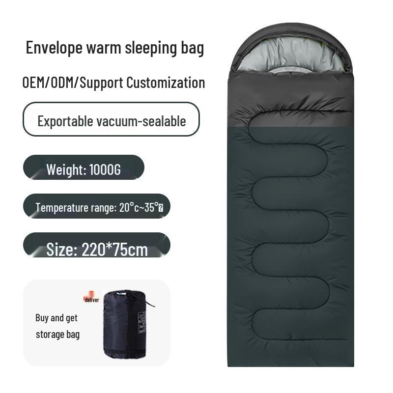 Outdoor Camping Portable Envelope Sleeping Bag - Dirt-Proof, Warm, Thick, Pure Cotton for Adults