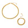 18K Gold Plated Geometric Necklace & Bracelet Set - Copper, Hip Hop Style, Color Retention