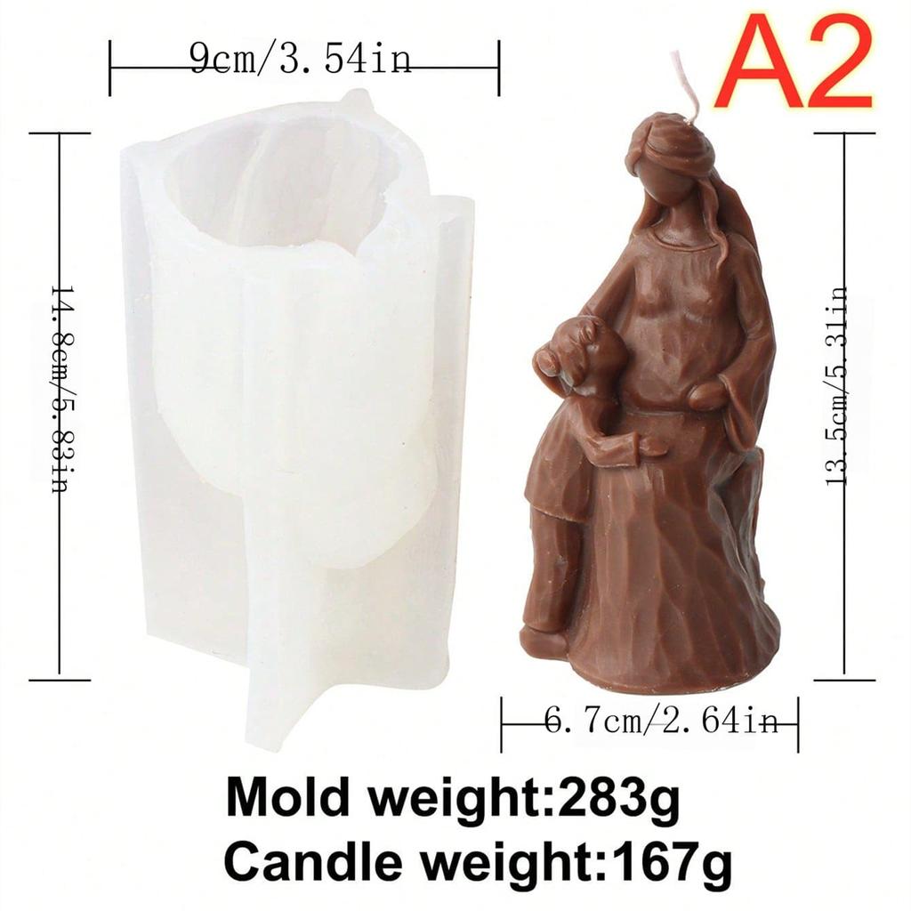 Sculpted Mother Baby Child Candle Mold Mom Carving Silicone Mold Soap Soy Wax Epoxy Resin DIY Handcraft Party Dinner Decorati