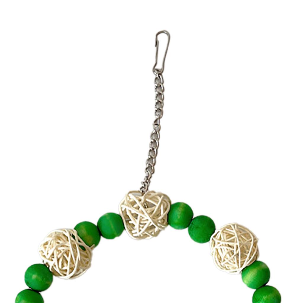 Vogel Schaukel Spielzeug Bunte Holzperlen Rattanball Papagei Schaukel Sitzstange mit Glocken für Nymphensittiche