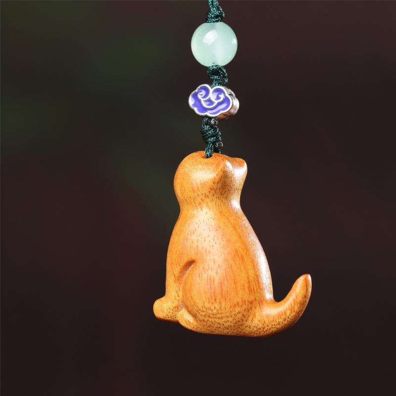 Cute Kitten Phone Charm: Wooden Cat Pendant Keychain Accessory Gift