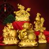 Zodiac Figurines Pure Copper Tiger Rat Ox Rabbit Dragon Snake Horse Sheep Monkey Rooster Dog Pig Home Decor Lucky Desktop