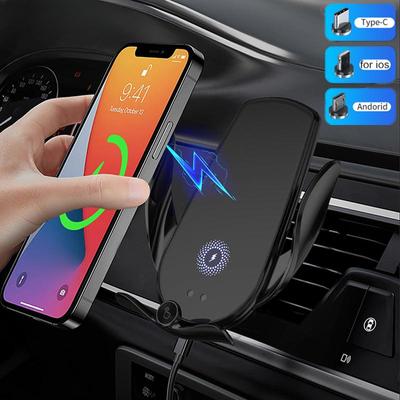 15w bezdrátová nabíječka do auta pro iPhone 13 12 11 Xs Xr X 8 Samsung S20 S21 Magnetický USB infračervený senzor Držák automatického držáku telefonu