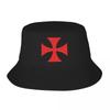 Custom Unisex Red Templar Cross Knights Bucket Hat Travel Beach Summer Fishing Hat