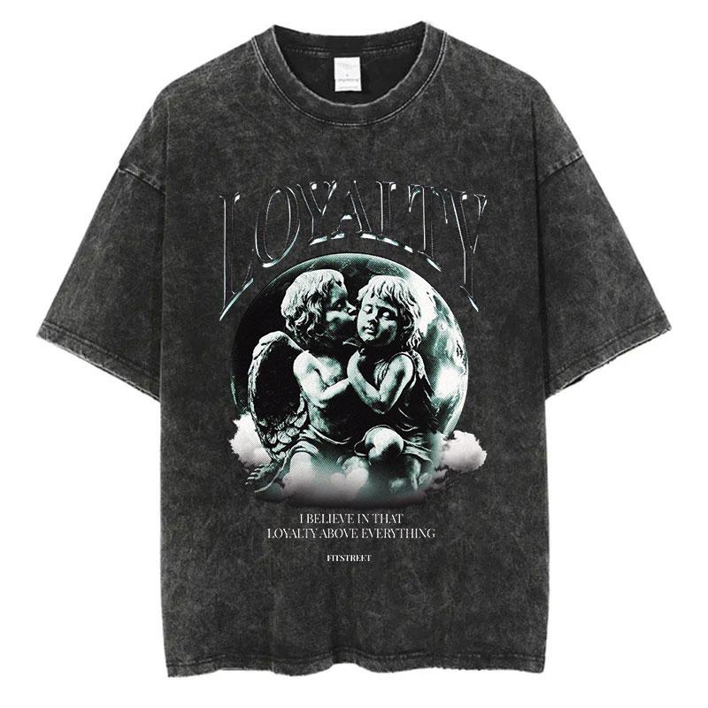 Summer Washed T Shirt Retro Hip Hop Streetwear Men Women Casual T-shirt Short Sleeve Vintage Black Acid Wash Clothes