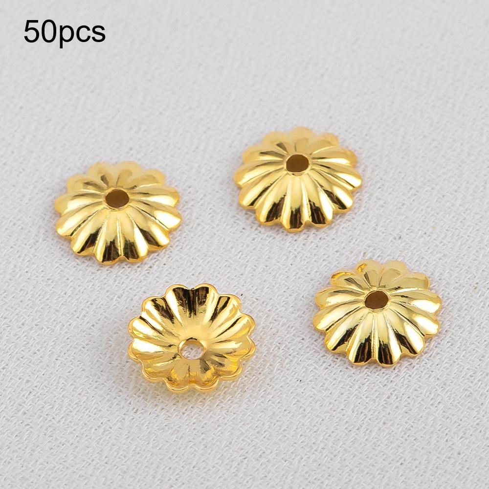 10/15/20/50/100pcs 18K Gold Plated Wave Flower Bead Caps Bracelet Necklace Crafts Round Bead Cap DIY Jewelry Making Accessories