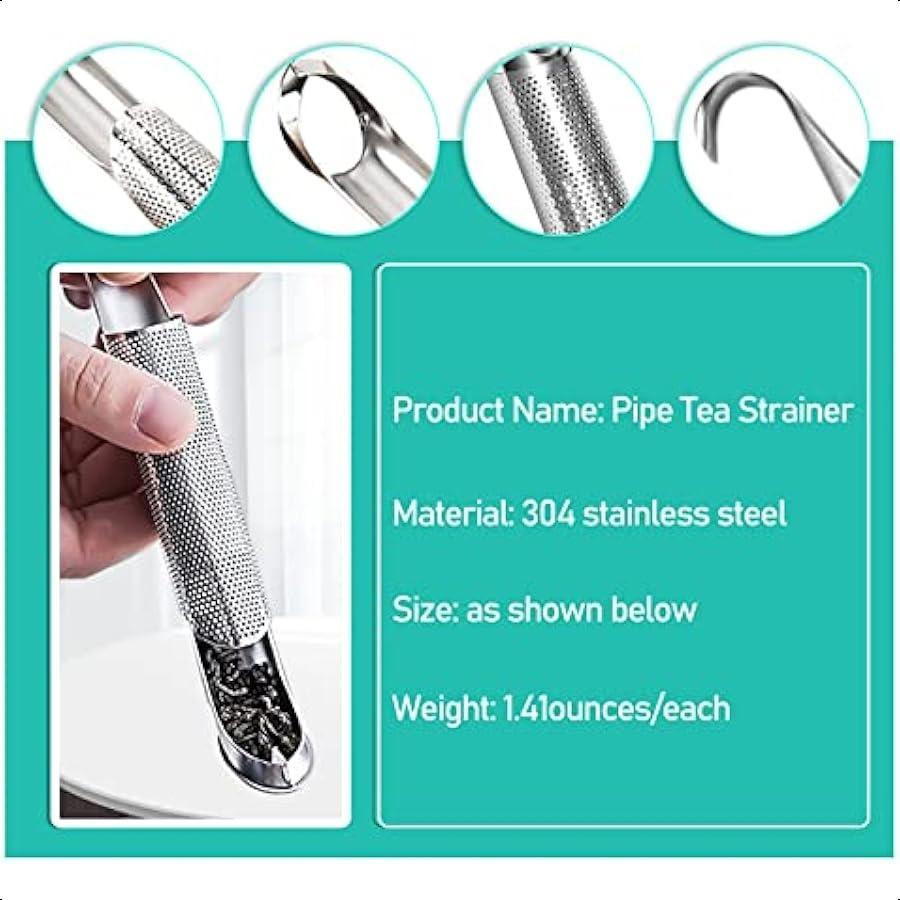 3 Pcs Tea Infuser and 1 Brush Stainless Steel Tea Infuser Stick Pipe Tea Infuser for Loose Tea Leaf Tea Infusers Pen with Hook