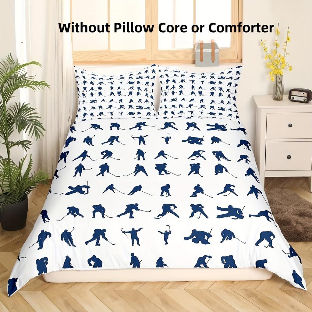 Hockey Sengetøy Sett Ishockey Seng Dynesett Barnas Vintersport Spill Tredelt Sett