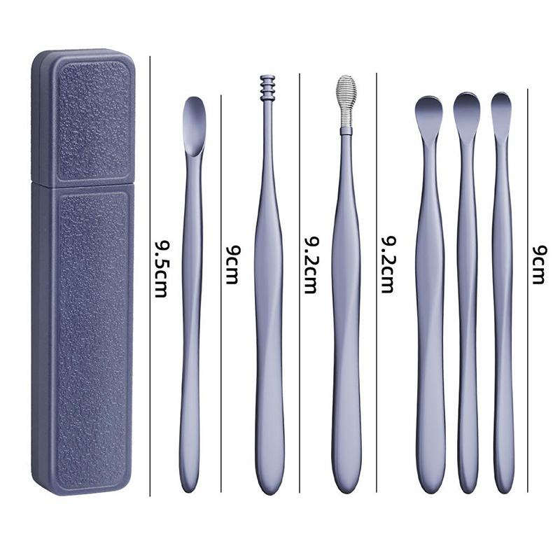 6Pcs/Set Ear Cleaner Ear Wax Pickers Earpick Wax Remover Piercing Kit Earwax Curette Spoon Care Ear Clean Tools