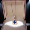 Rose Gold Plated Cultivated Ruby Emerald Colored Treasure Droplet Pendant Necklace Women'S Fashion Emerald Clavicle Chain
