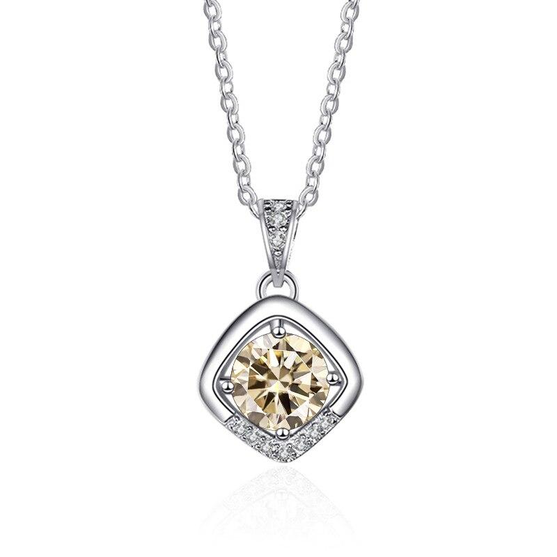 Bague Ringen 1ct VVS D Colored Moissanite Diamond Necklace For Women Silver 925 Jewelry Female Simple Temperament Clavicle Chain