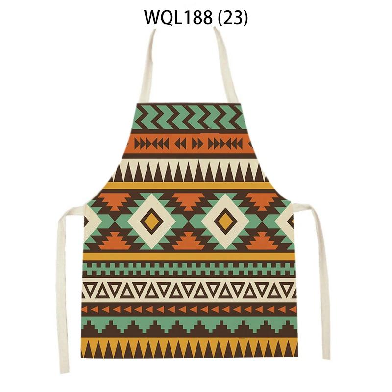 Retro Geometry Print Kitchen Apron for Woman Man Bohemia Linen Baking Aprons Adult Kids Cooking Apron Cleaning Tools Tablier
