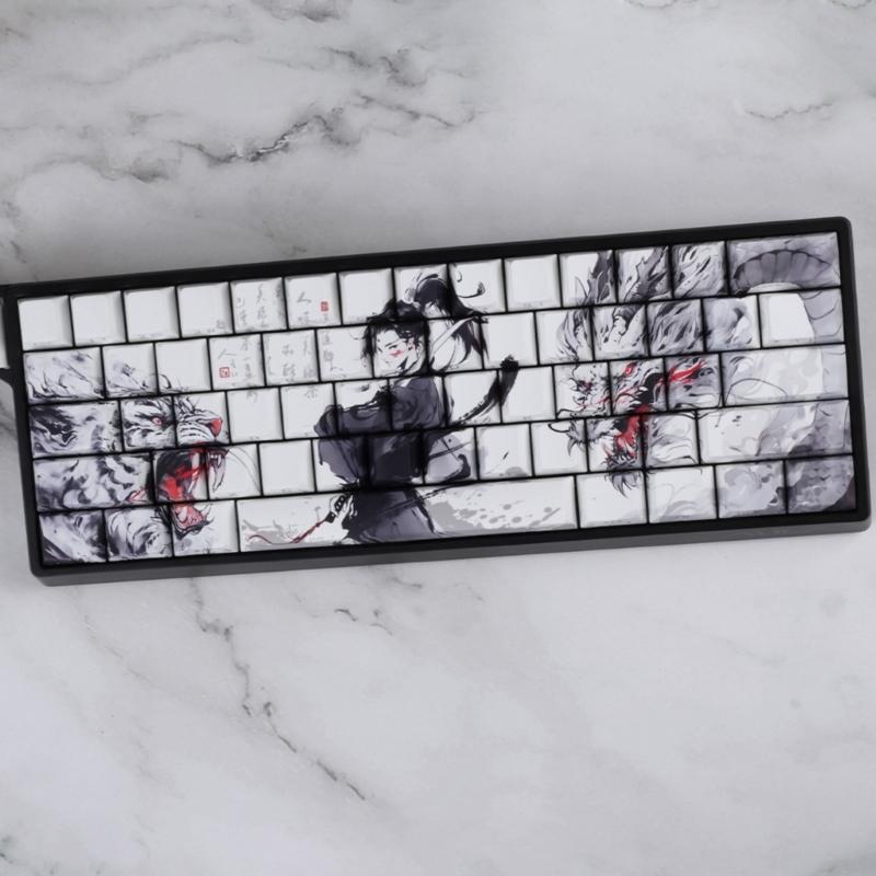 Anti Slip PBT Keycaps Dragon Theme Side Printing For Most Mechanical Keyboards 60% 68% Pattern