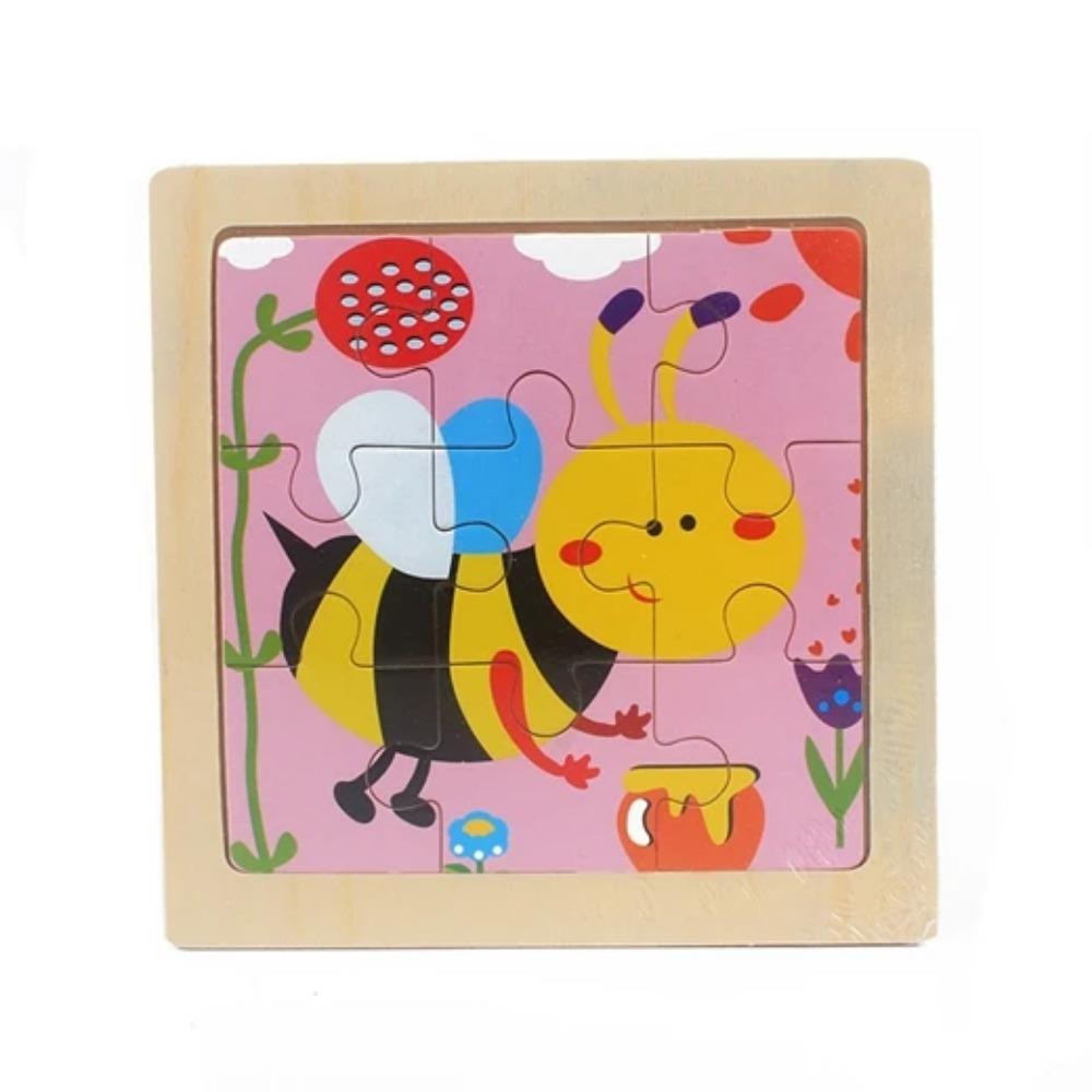 Kids Toy Wood Puzzle Small Size 11*11cm Wooden 3D Puzzle Jigsaw for Children Baby Cartoon Animal/Traffic Puzzles Educational Toy