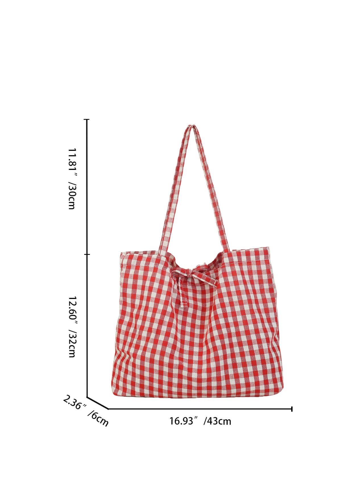 

Korean Plaid Canvas Shoulder Bag - Trendy, Literary Style for College Students червоний