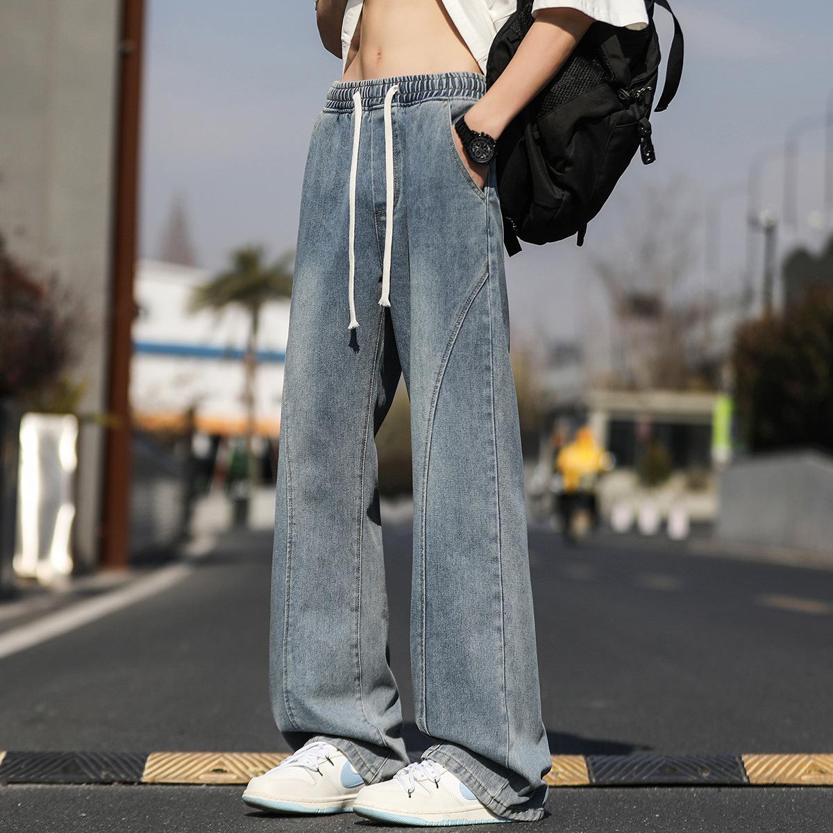 

Spring New Trend Versatile Micro-pull Jeans Men s American Retro Denim 3XL