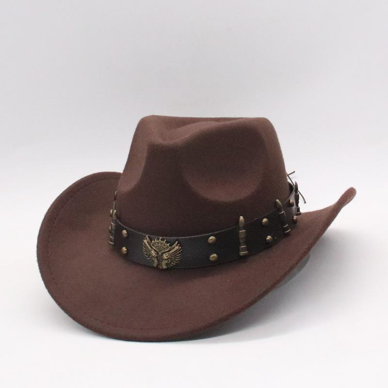 Western Cowboy Hat Woolen Top Hat Big Eave Hat Minority Style Jazz Hat