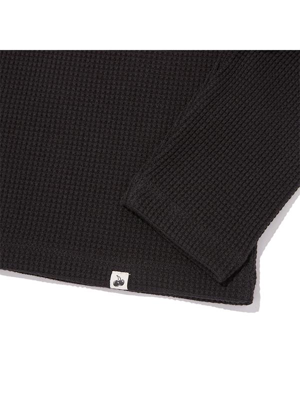 KIRSH Waffle Boat Neck Long Sleeve [Black]