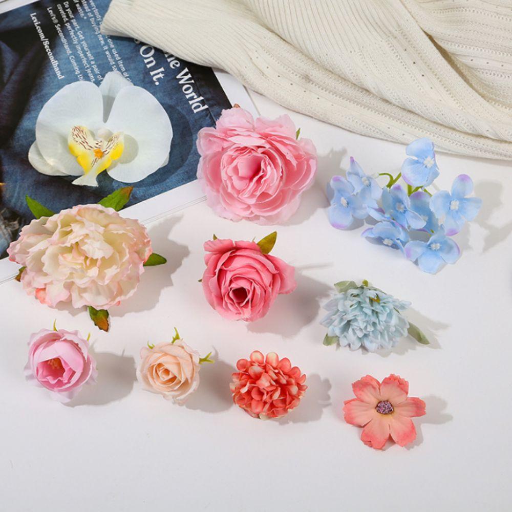 50/100Pcs Multicolor Faux Flower Heads DIY Silk Artificial Flowers Heads Fake Peony Daisy Rose Flowers Garland Gifts Ornament
