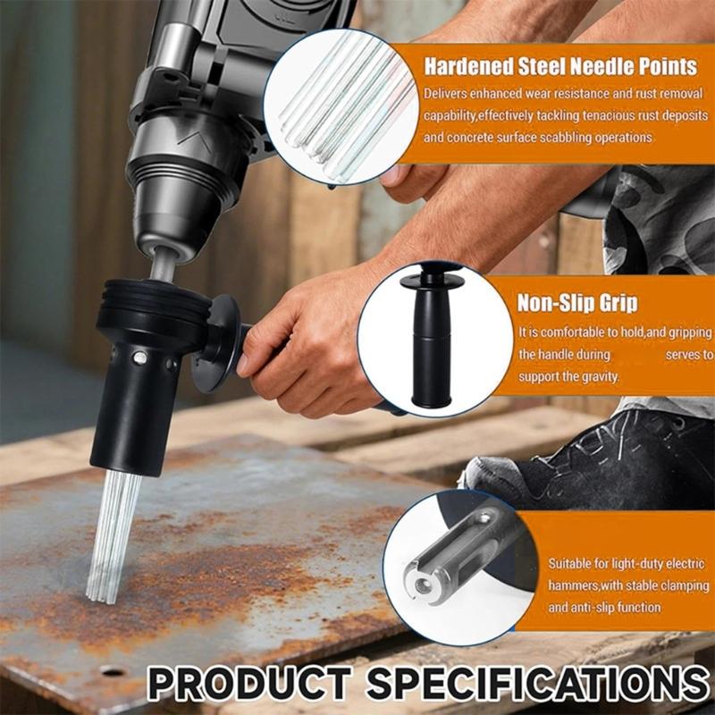 18 Needle Electric Rust Remover Rust Removal Tool With Hardened Steel Tip For Metal And Concrete Surfaces Cleaning