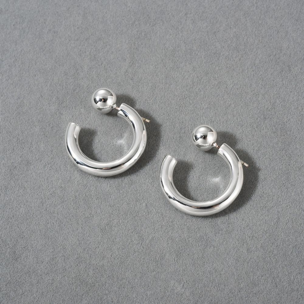 Fashion Personality Trendy Golden Bean Earrings Trendy Metal Thick C-Shaped Open Ring Earrings Golden Bean Hipopop Earrings