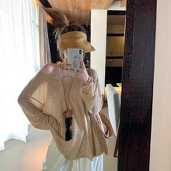 White Layered Modal Slouchy T-Shirt: Long-Sleeve, Slim Fit, Sheer, Sun Protection, Autumn/Winter.