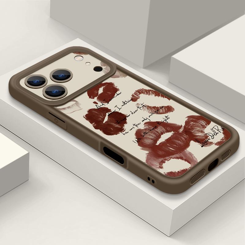 Red Lips Kiss Patterned Soft TPU Phone Case For iPhone 17 Pro Max 17e 16 15 14 13 Pro Max 16e 11 Shockproof Silicone Back Cover