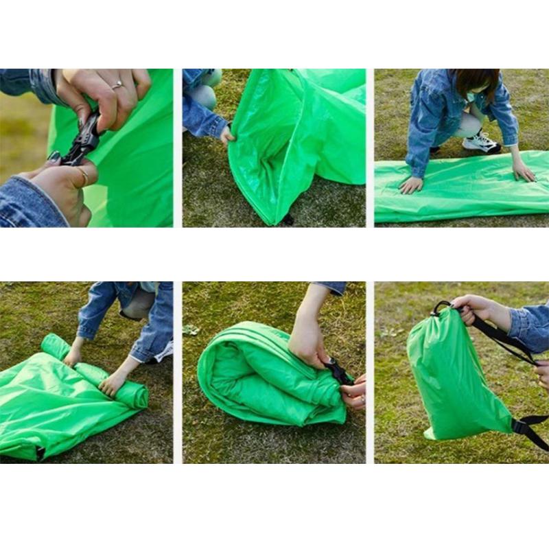 Inflatable Banana Bed Folding Sofa Pillow For Beach Air Bed Portable Outdoor Camping Air Cushion Sleeping Bed With Pillow