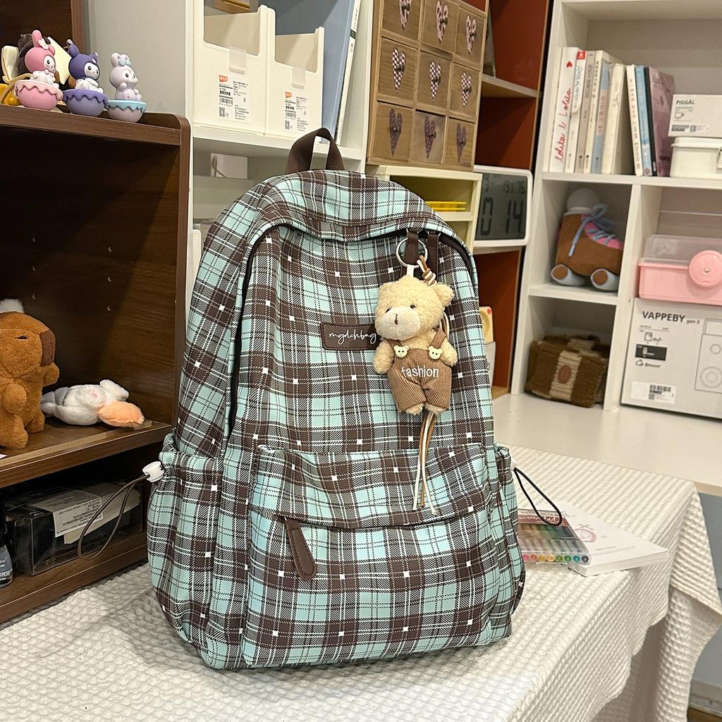 Schoolbag New Retro Plaid Schoolbag Women's High-value College Style Junior High School Student Fashion Versatile Mori Backpack