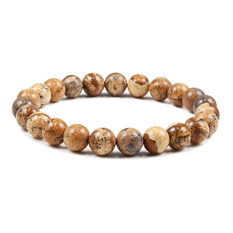 8mm Colorful Natural Stone Beaded Men Bracelet Meditation Buddha Elastic Bracelets Women Charms Jewelry Healing Yoga Accessories