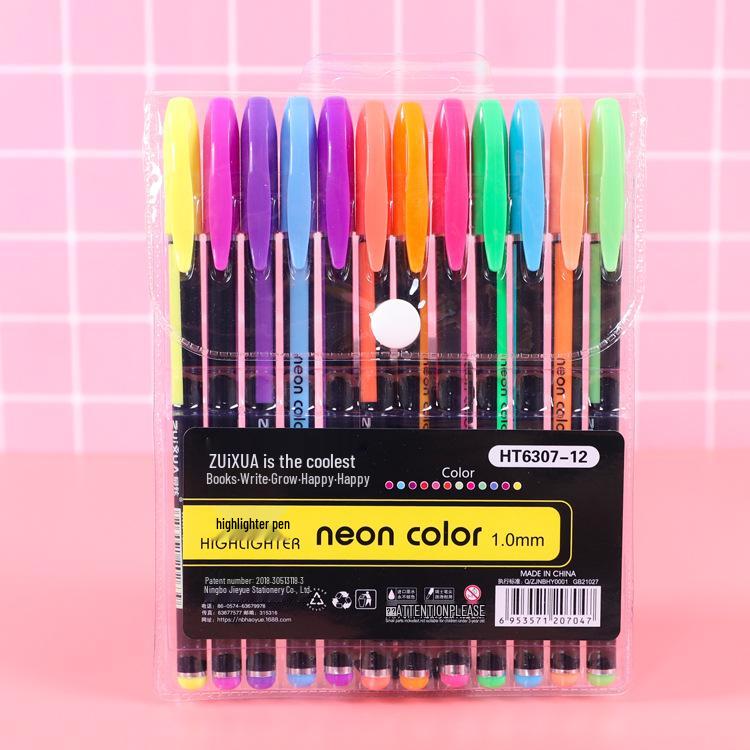 12-Color Glitter Pastel Pen & Highlighter Set for Kids
