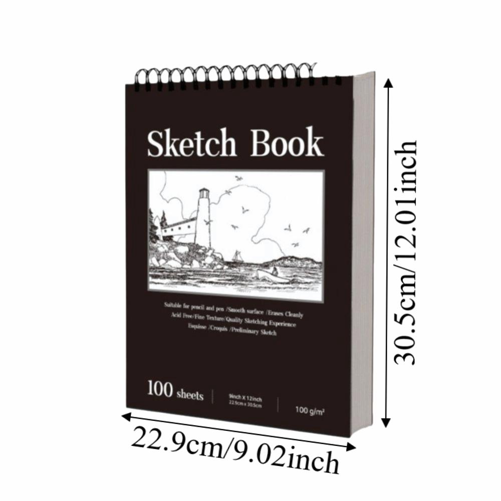 100 Sheets Spiral Bound Artist Sketchbook Perforated Pages Sketching Notebook  Crayon Drawing