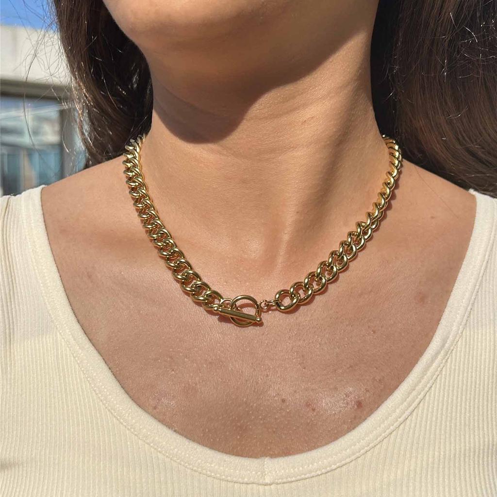 Stainless Steel OT Toggle Clasp Thick Link Chain Necklace For Men Women Hip Hop Chunky Choker Necklace Male Jewelry Gift
