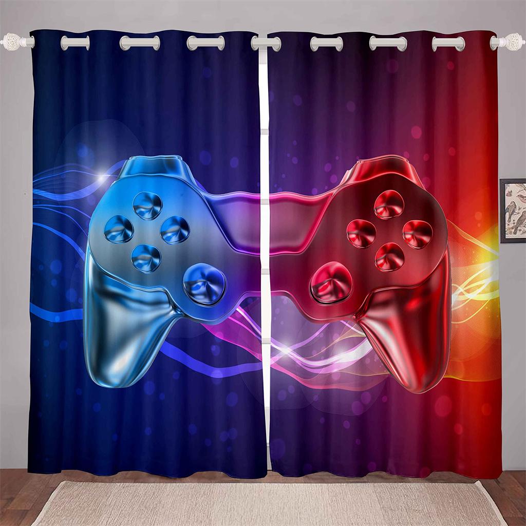 

3D-принт нестандартного размера, современный модный геймпад для мальчиков, крутой черный брезент, тонкая полузатеняющая занавеска для спальни, гостиной, дома, крючок 100W130H(CM)40x51in&Grommet Top