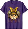 Samurai Cat Warrior Japanese Ronin Graphic Tee Breathable Casual Cotton T-Shirt for Men
