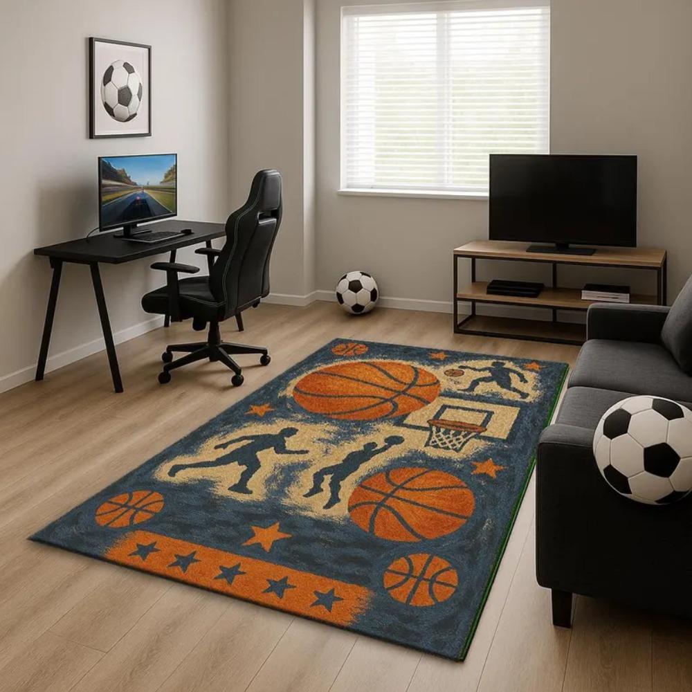 Covor Mat Covoraș Tematic Fotbal Baschet Decor Casă Model Sportiv Covor Moale Podea Cameră Copii Sufragerie Cameră de Joacă