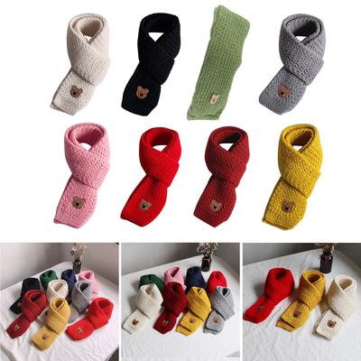 Cute Bear Pattern Kids Scarf Warm and Cosy Neckerchief Autumn Winter Accessories Shower Gift for -10Y Boys and Girls