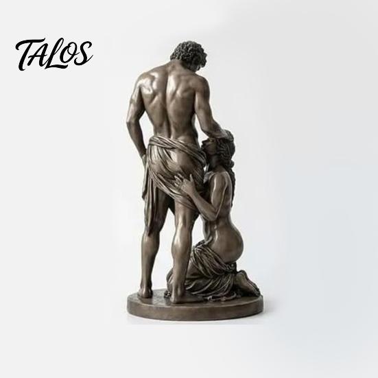 Distressed Bronze Statue Ornament, Mythology Collectible Bookshelf Vintage Ornament with Texture Anniversary Gift Sculpture Wrinkled Clothing Pattern