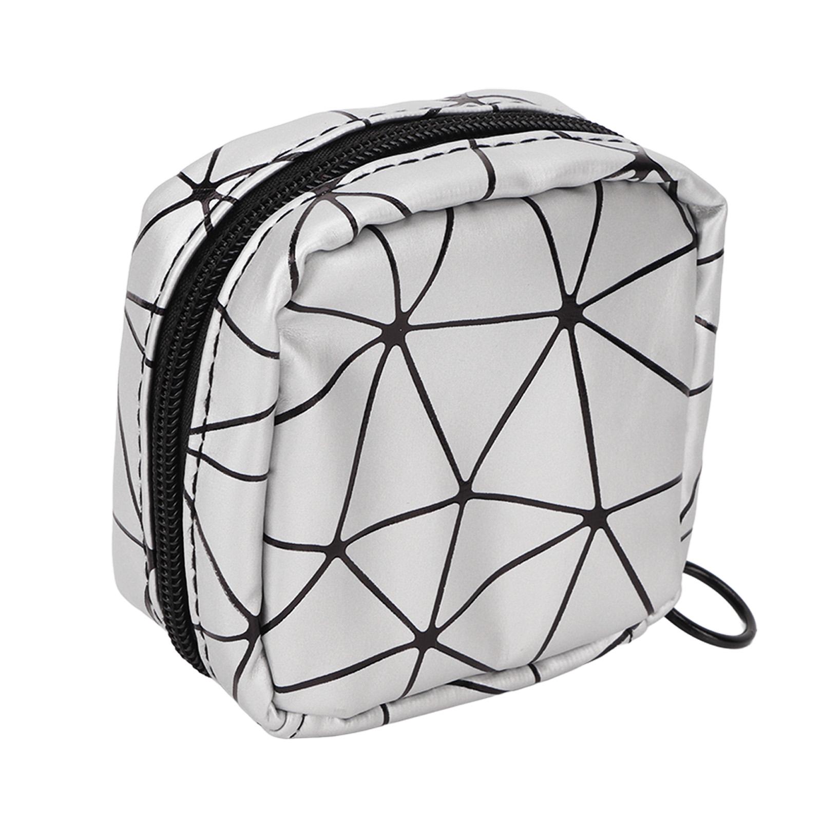 

Маленькая сумочка для помады Портативная водонепроницаемая на молнии из ПУ кожи Мини косметичка для путешествий Женская Черная серебряный