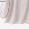 ZANZEA Blouse Décontractée à Col Montant pour Femmes, Manches Longues Amples à Rayures