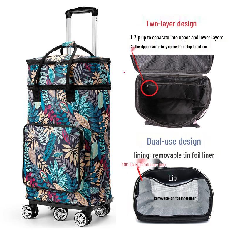 Faltbarer Einkaufswagen für Senioren mit großem Fassungsvermögen und tragbarer Aufbewahrungstasche