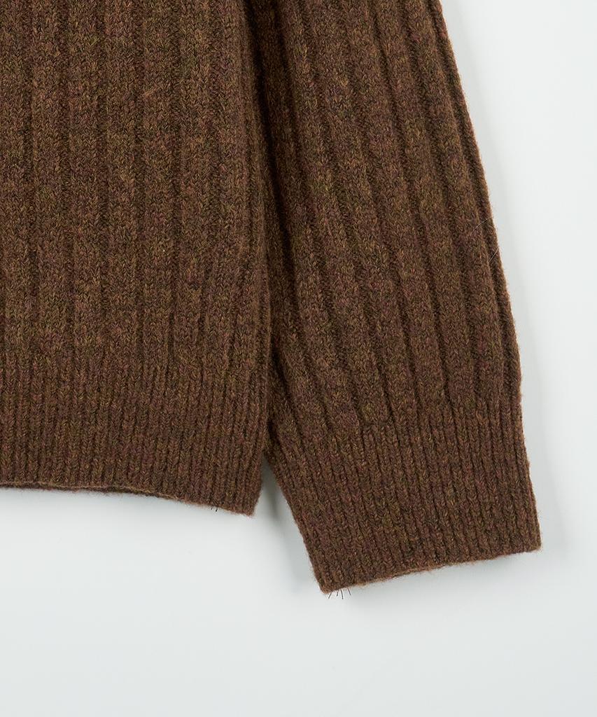 NODU Ribbed Raglan Diagonal Knit [Brown]
